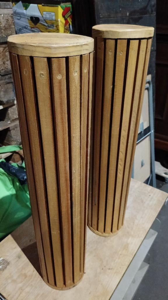 Set houten plantenzuilen 74 cm, Ophalen, Gebruikt