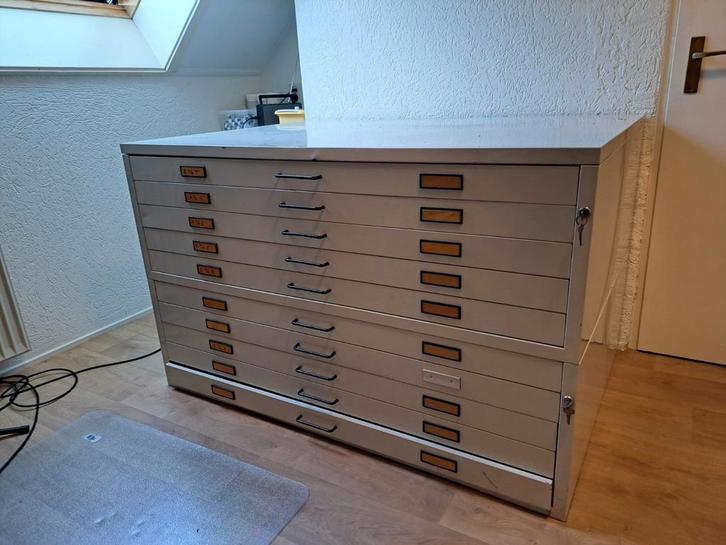 Grote metalen ladenblok / archiefkast met 10 laden, Huis en Inrichting, Kasten | Ladekasten, Gebruikt, 100 tot 150 cm, 100 tot 150 cm