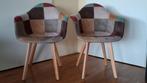 Kleurige patchwork kuipstoelen met leren bekleding, Ophalen, Overige kleuren, Zo goed als nieuw, Vier