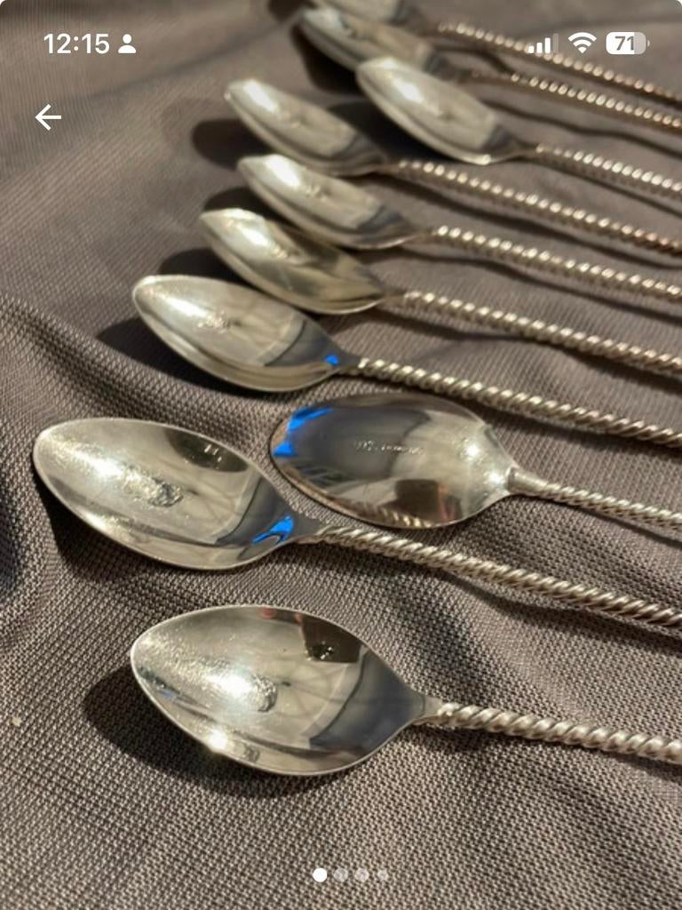 10 vintage lepeltjes DE, verzilverd, bieden naar waarde, Verzenden, Zilver