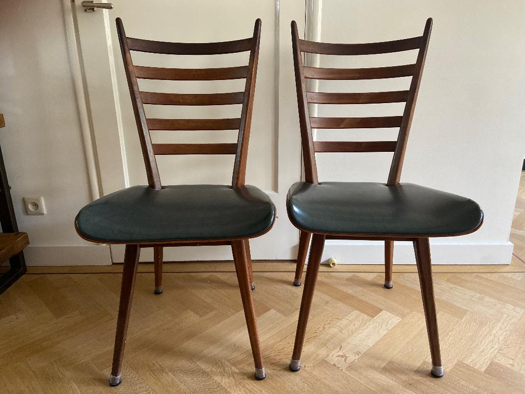 2 Vintage plywood stoelen, Huis en Inrichting, Stoelen, Ophalen, Gebruikt, Twee, Bruin