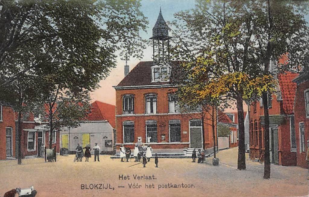 Blokzijl Het Verlaat voor het Postkantoor, Verzenden, Voor 1920, Gelopen, Overijssel
