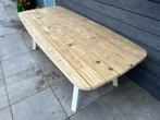 Houten tuintafel deens ovaal witte stalen poten NIEUW, Tuin en Terras, Ophalen, Nieuw, Ovaal, Hout