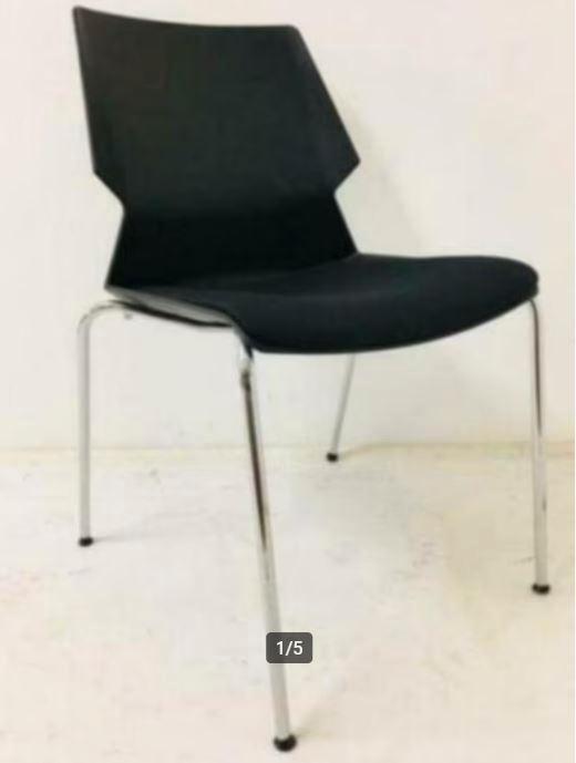 Vergaderstoel Bijzetstoel Stapelstoel Zwart, Huis en Inrichting, Stoelen, Zo goed als nieuw, Twee, Zwart, Ophalen of Verzenden