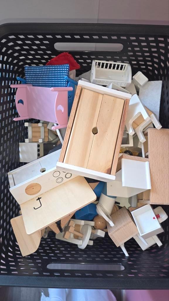 Grote set houten poppenhuismeubels en accessoires, Kinderen en Baby's, Speelgoed | Poppenhuizen, Ophalen