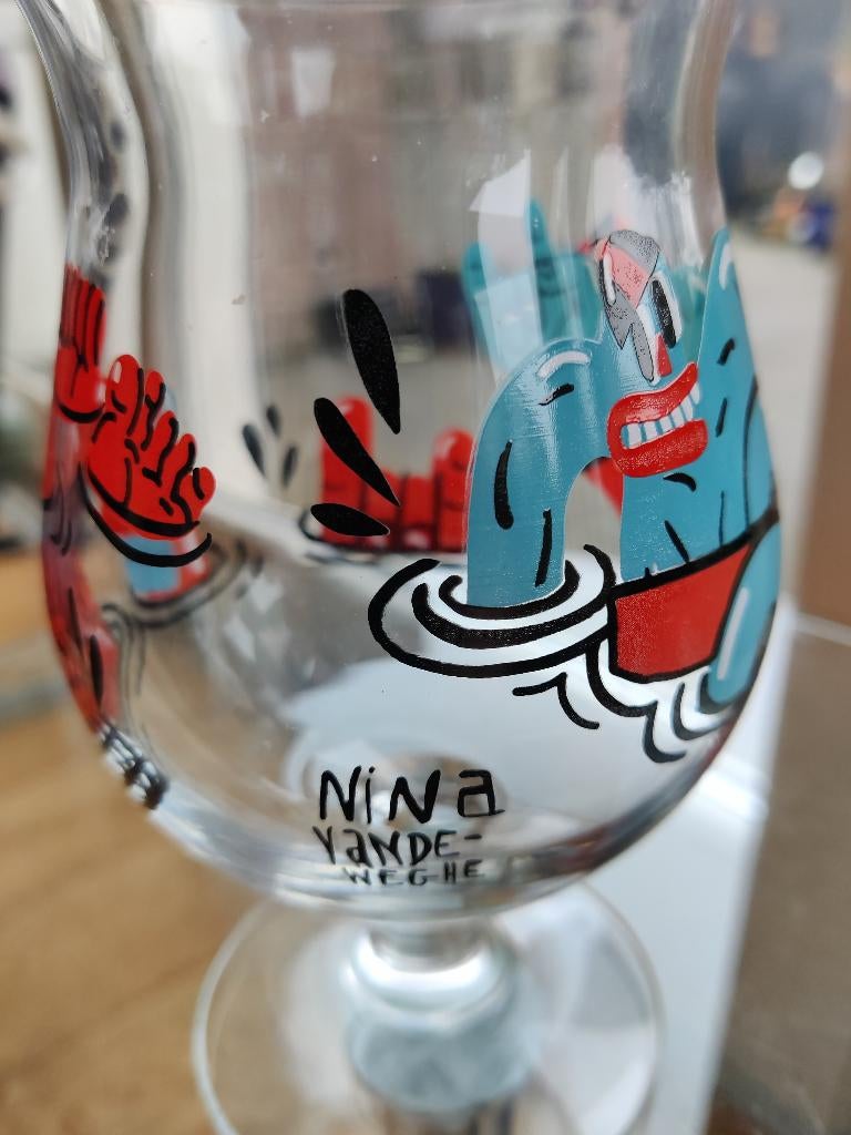 Nina vandeWeghe Duvel bierglas, Ophalen of Verzenden, Gebruikt, Bierglas