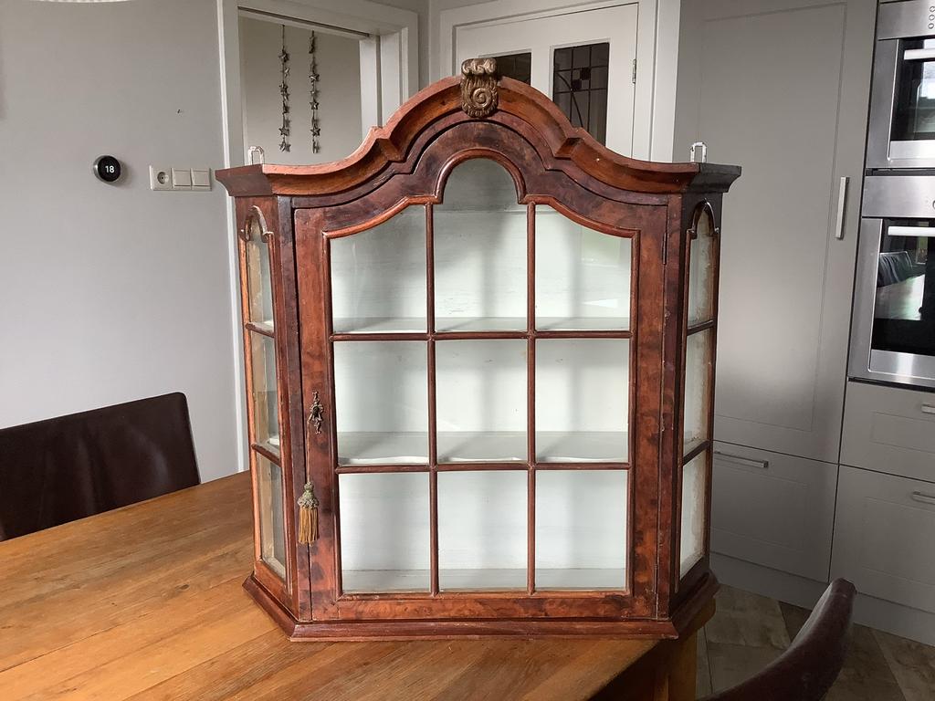 Antieke vitrinekast / wandkastje - Barok stijl, Antiek en Kunst, Antiek | Meubels | Kasten, Ophalen