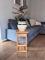 Hoge houten plantentafel/bijzettafel, Huis en Inrichting, Minder dan 55 cm, Gebruikt, Vintage, art nouveau, art deco, Overige vormen