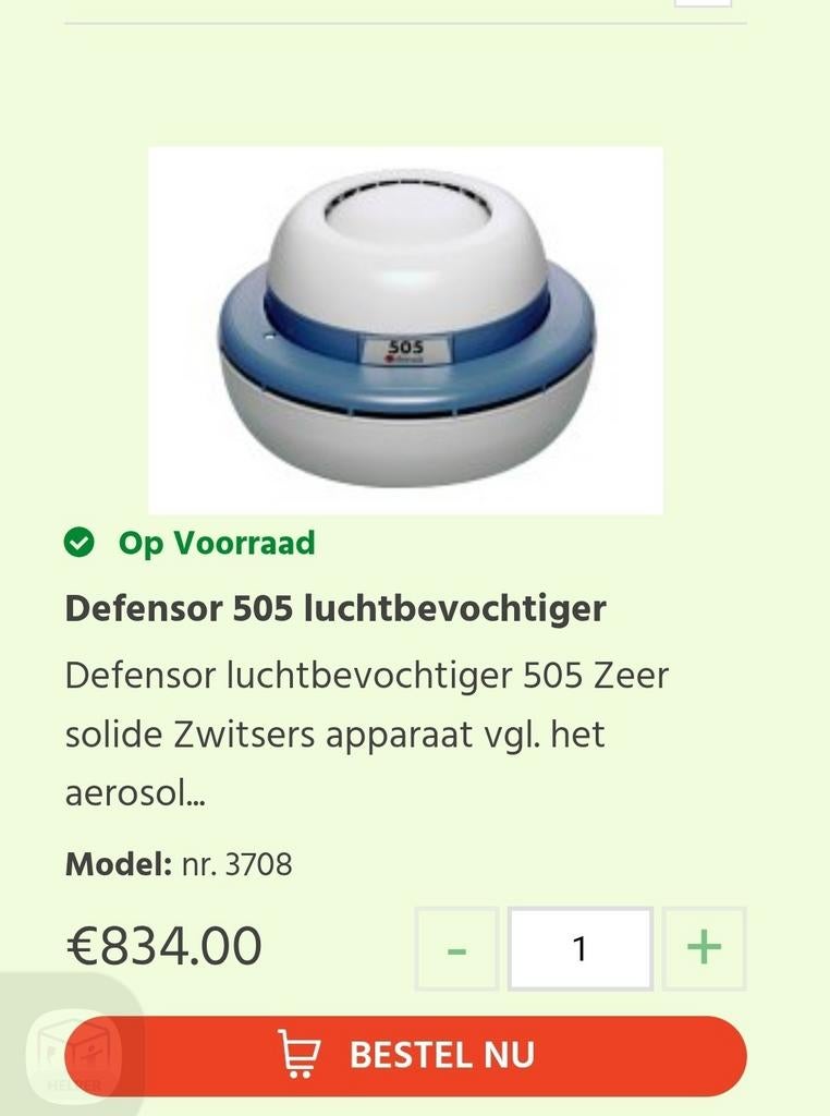 Defensor 505 Luchtbevochtiger - Zwitserse Kwaliteit, Ophalen of Verzenden, Gebruikt, Luchtbevochtiger