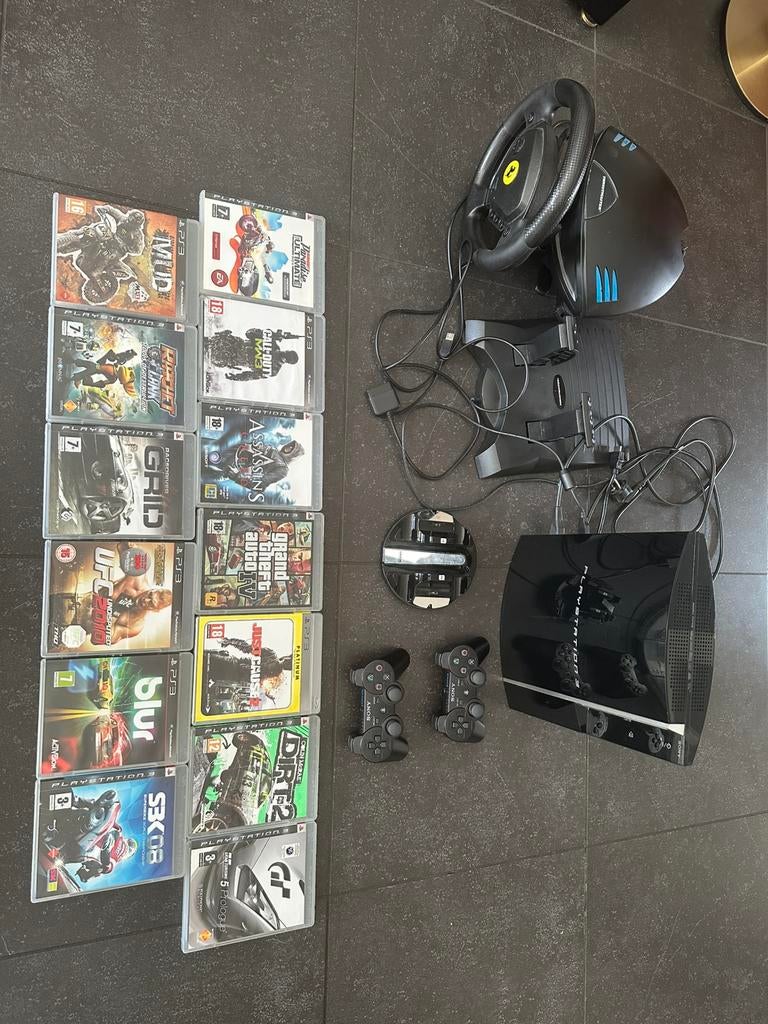 PS3 met spellen, Spelcomputers en Games, Ophalen, Zo goed als nieuw, Met 1 controller, Slim