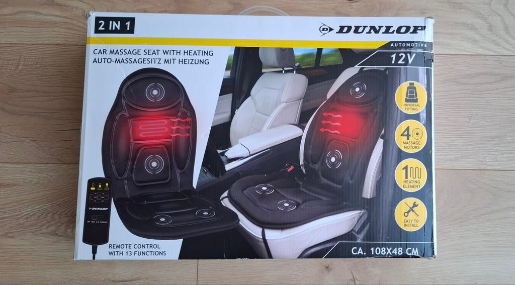 NIEUWDunlop auto massagestoel met verwarming 108x48 cm, Ophalen of Verzenden, Nieuw