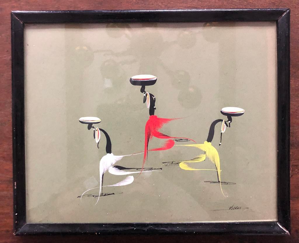 Vintage Afrika Schilderij, Antiek en Kunst, Ophalen of Verzenden