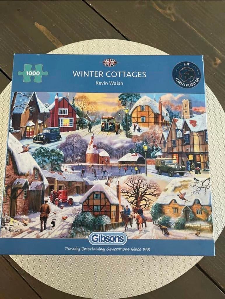 Gibsons Winter Cottages Puzzel 1000 Stukjes, Ophalen of Verzenden, Meer dan 50 stukjes, Gebruikt, 6 jaar of ouder
