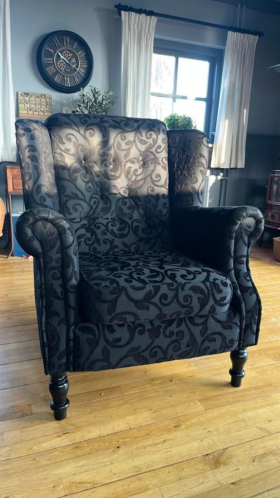 Super mooie fauteuil brocante stijl, Gebruikt, Ophalen of Verzenden, 75 tot 100 cm, Stof