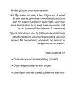 Model gezocht examen Acne, Overige uren, Overige niveaus, Overige vormen