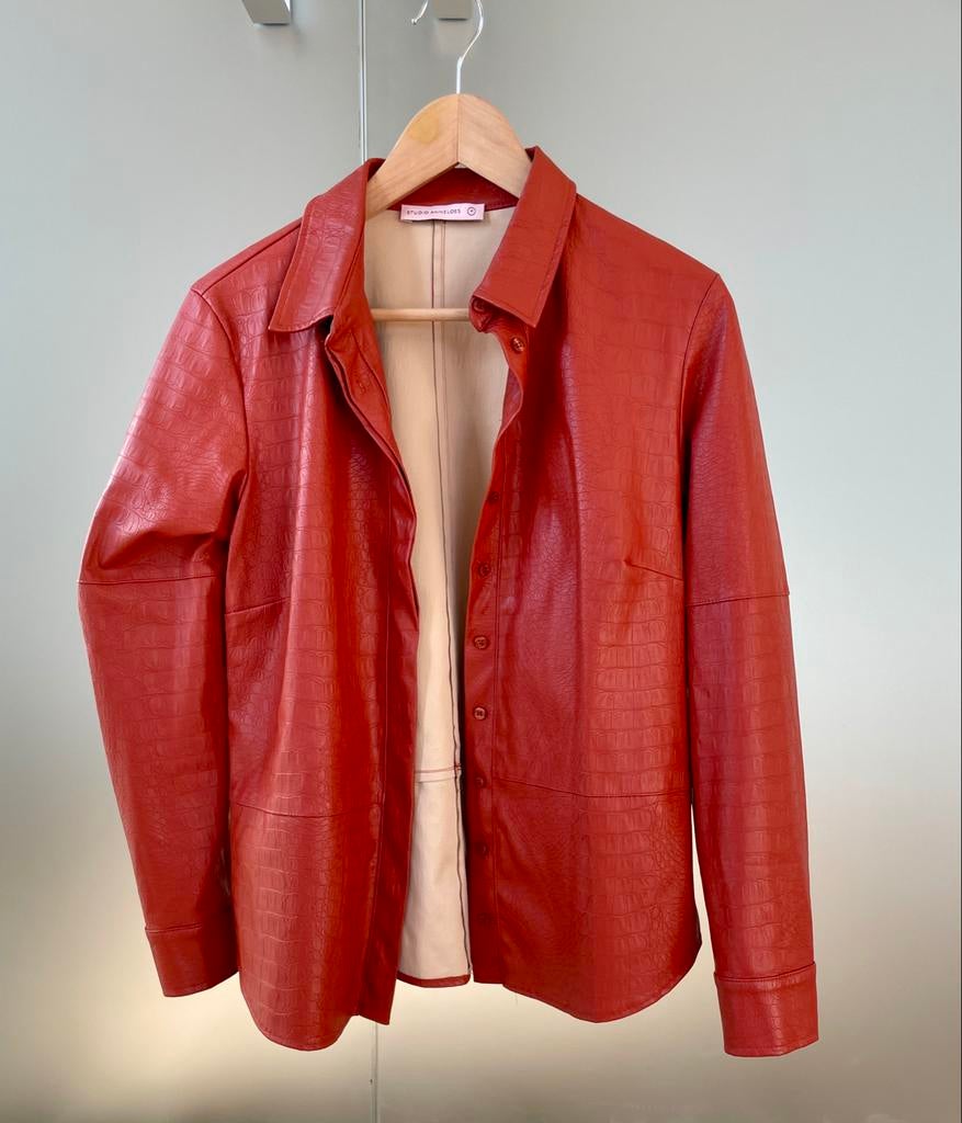 Studio Anneloes faux leather blouse M, Kleding | Dames, Verzenden, Gedragen, Maat 38/40 (M), Oranje