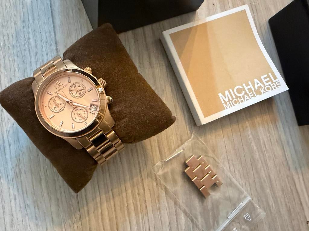 Michael Kors Roségoud Horloge - met extra schakels, Ophalen of Verzenden, Staal, Polshorloge, Overige merken