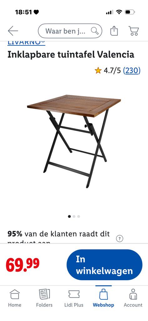 NIEUW IN DOOS Livarno Home inklapbare tuintafel Valencia, Tuin en Terras, Tuintafels, Ophalen, Nieuw, Vierkant, Hout