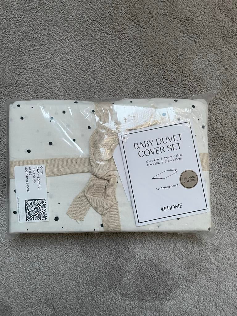 H&M Home Baby Dekbedovertrekset - Biologisch Katoen, Eenpersoons, Wit, Dekbedovertrek, Nieuw