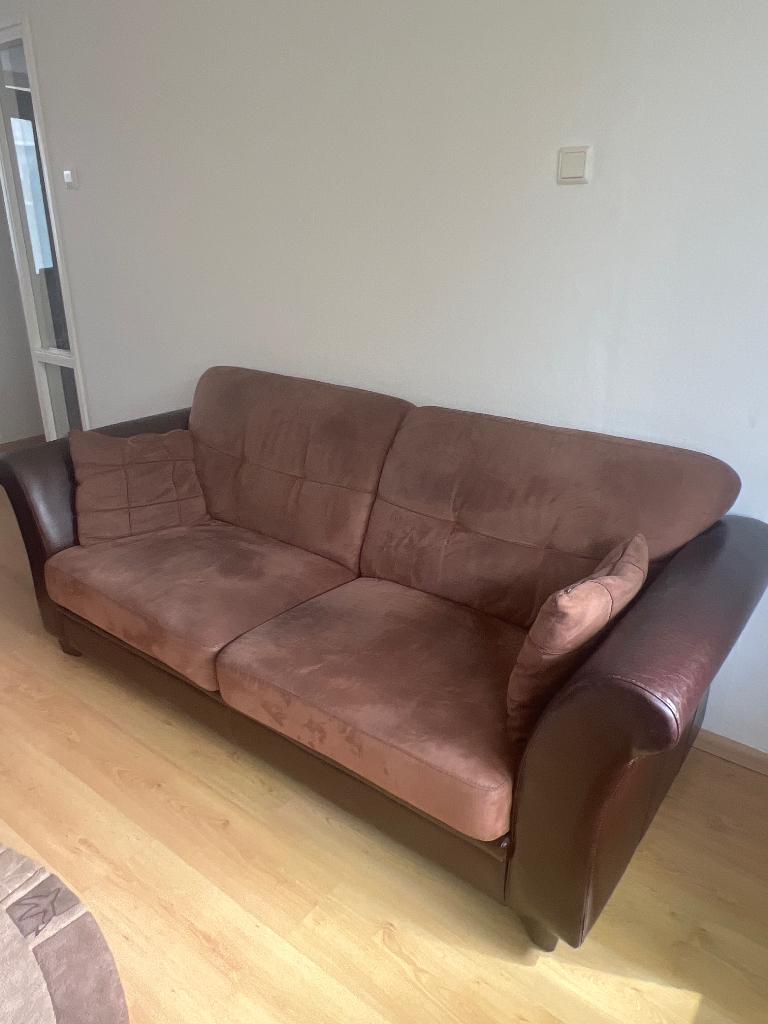 2 leren banken, Huis en Inrichting, Banken | Bankstellen, Ophalen, Gebruikt, Minder dan 75 cm, Leer