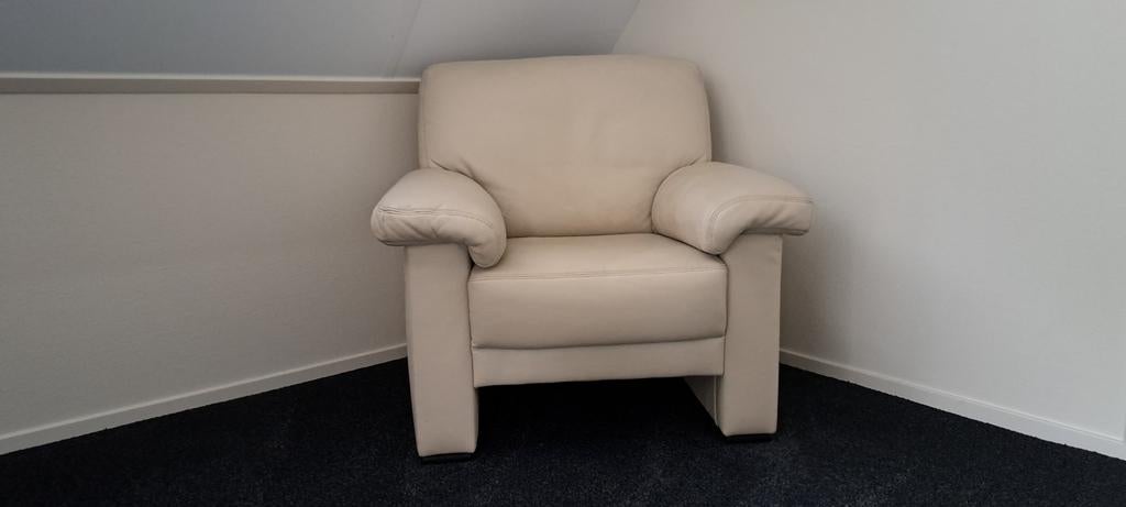 Wit leren bank, Huis en Inrichting, Ophalen, Rechthoekig, 125 cm of meer