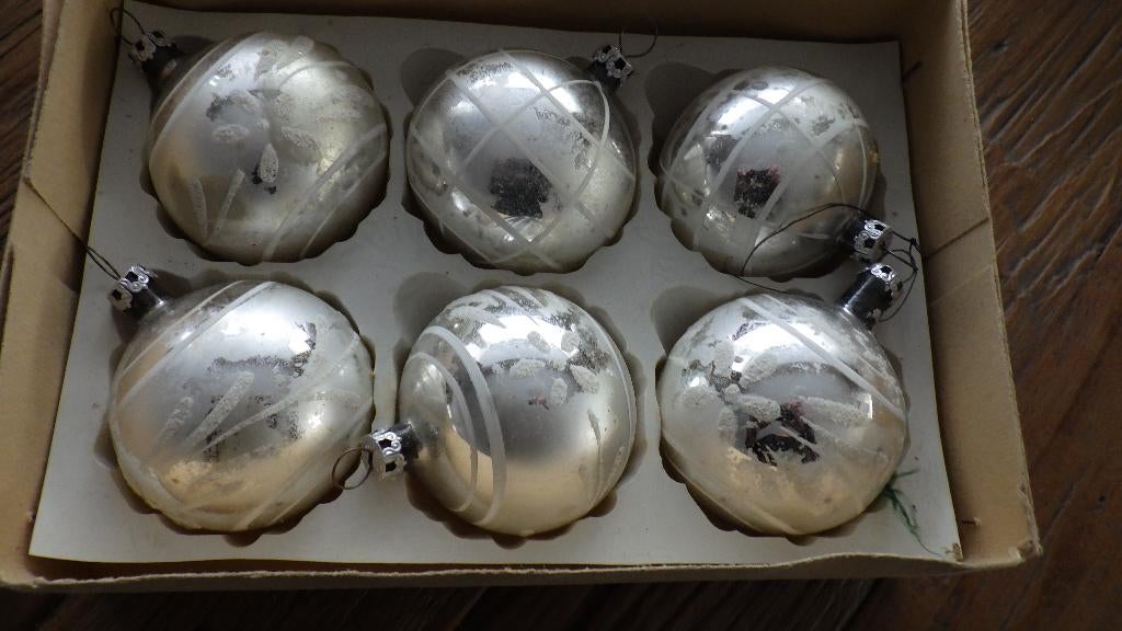 6 oude kerstballen, Ophalen of Verzenden, Gebruikt