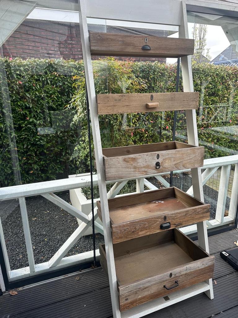 Decoratieve riviera maison Ladderkast met Laden, Gebruikt, 5 laden of meer, 150 tot 200 cm, 25 tot 50 cm