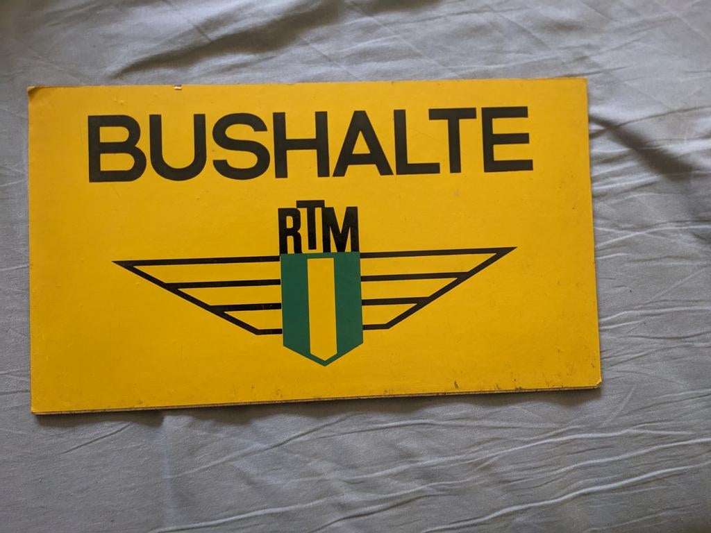 Houten bushalte bord RTM, Ophalen of Verzenden, Bus of Metro, Overige typen