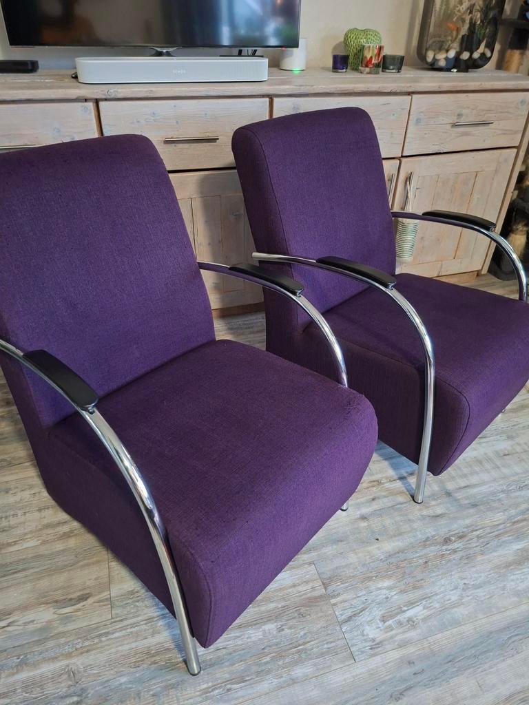 2 paarse fauteuils, Huis en Inrichting, Fauteuils, Ophalen, 75 tot 100 cm, 50 tot 75 cm