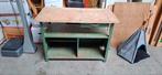 Robuuste stalen werkbank met dik houten blad, Gebruikt, Ophalen of Verzenden, Onbekend, 120 tot 170 cm