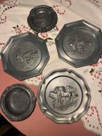 Set van 4 Antieke Tin Platen en Asbak, Ophalen