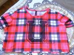 Coolcat roze/rood/zwart/wit croptop, "u & me", maat M., Kleding | Dames, T-shirts, Maat 38/40 (M), Ophalen of Verzenden, Korte mouw