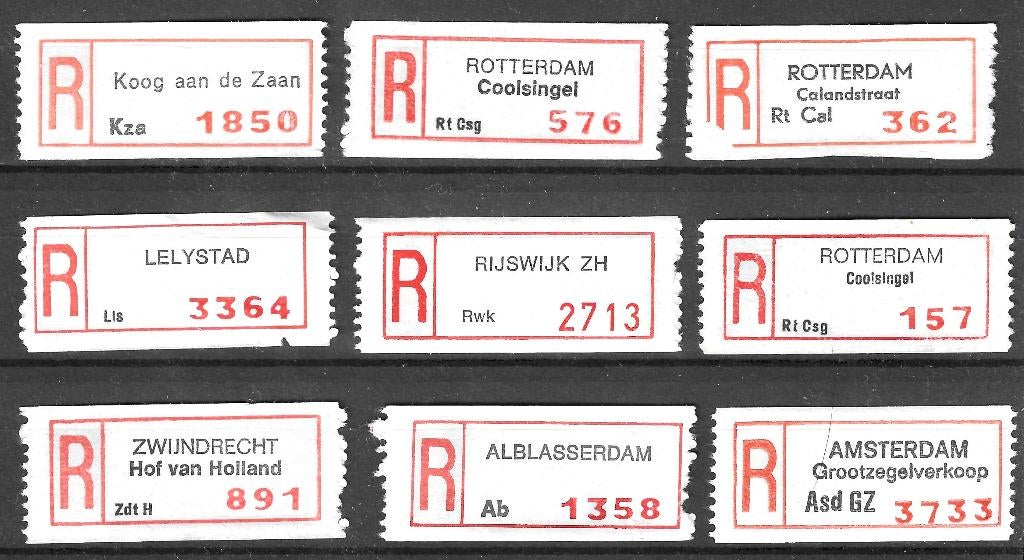 Nederland Aantekenstrookjes - 25, Postzegels en Munten, Postzegels | Nederland, Ophalen of Verzenden, Na 1940