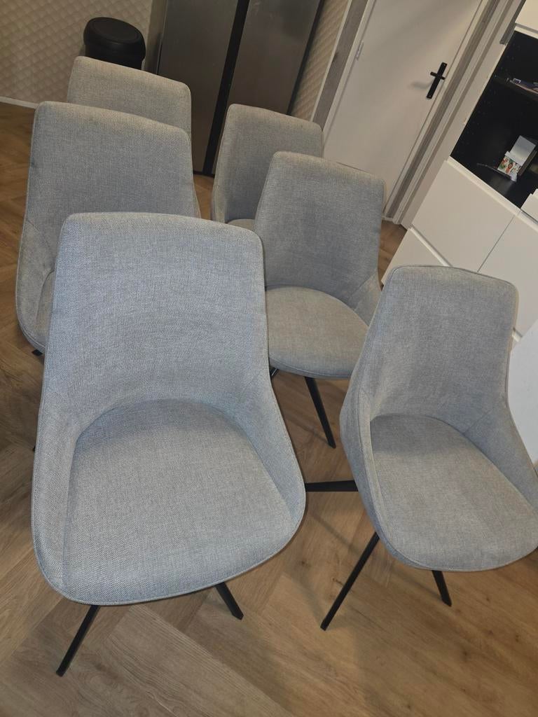 6 Nous Living eetkamerstoelen grijs met draaifunctie, Ophalen