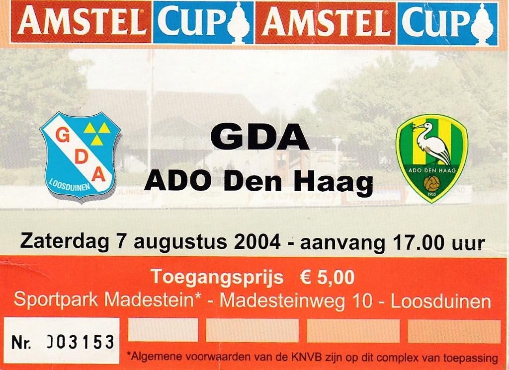 Ticket; GDA Loosduinen v ADO Den Haag 07-08-2004, Verzenden, Gebruikt, Overige binnenlandse clubs, Overige typen