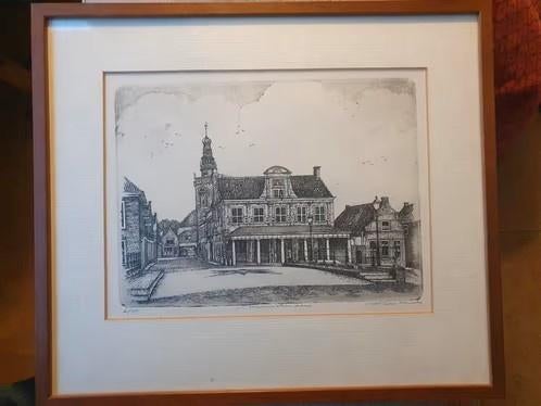 Ets Francesco Antonietti Monnickendam waegh speeltoren, Antiek en Kunst, Kunst | Etsen en Gravures, Ophalen