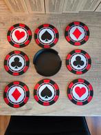 Onderzetters Poker Chips - Set van 9 met houder, Ophalen of Verzenden, Nieuw, Glas of Kopje