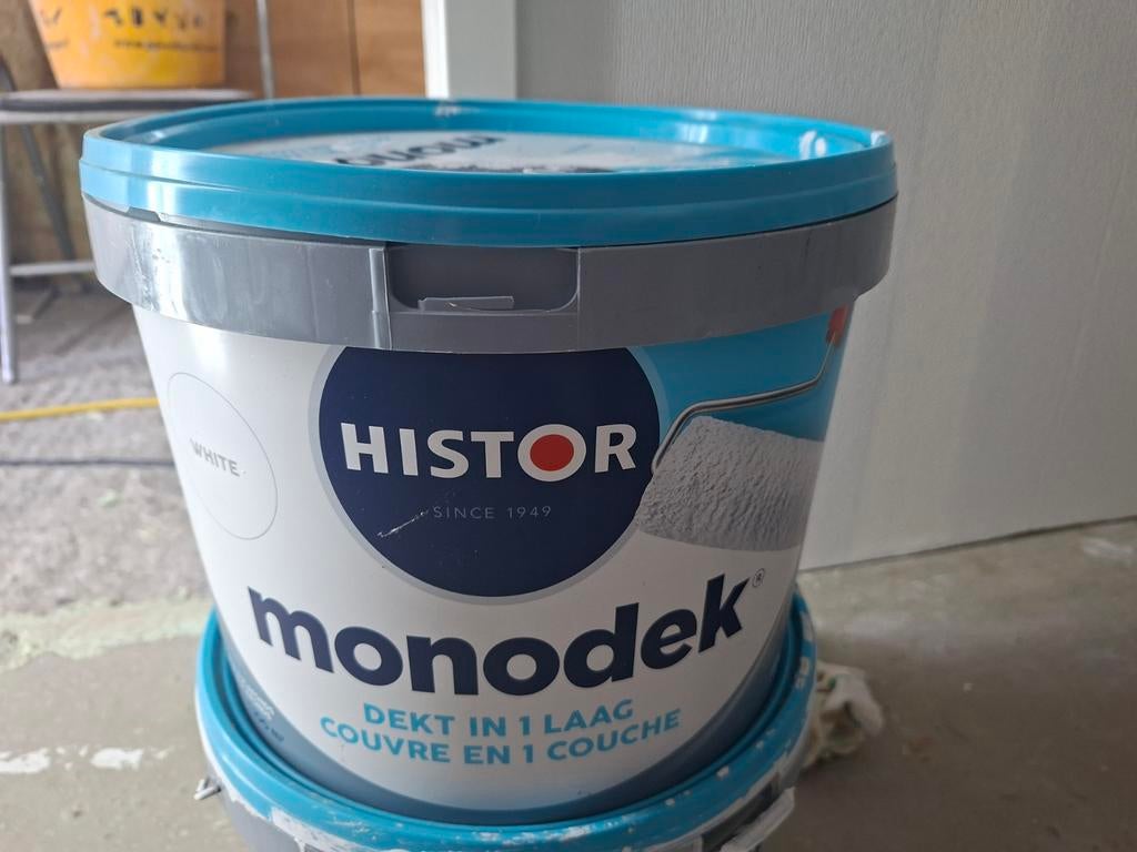 Histor Monodek Witte Muurverf - ongeveer nog 9 liter., Doe-het-zelf en Verbouw, Verf, Beits en Lak, Ophalen, 5 tot 10 liter, Wit