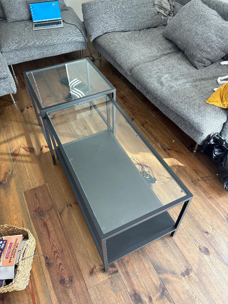 VITTSJÖ bijzettafels set van 2, Huis en Inrichting, Tafels | Bijzettafels, 45 tot 60 cm, Minder dan 55 cm, Rond, Ophalen of Verzenden