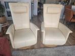 Prominent fauteuils crème leer 1x Heren En Dames Prijs vr.2, Ophalen, Zo goed als nieuw, 50 tot 75 cm, Leer