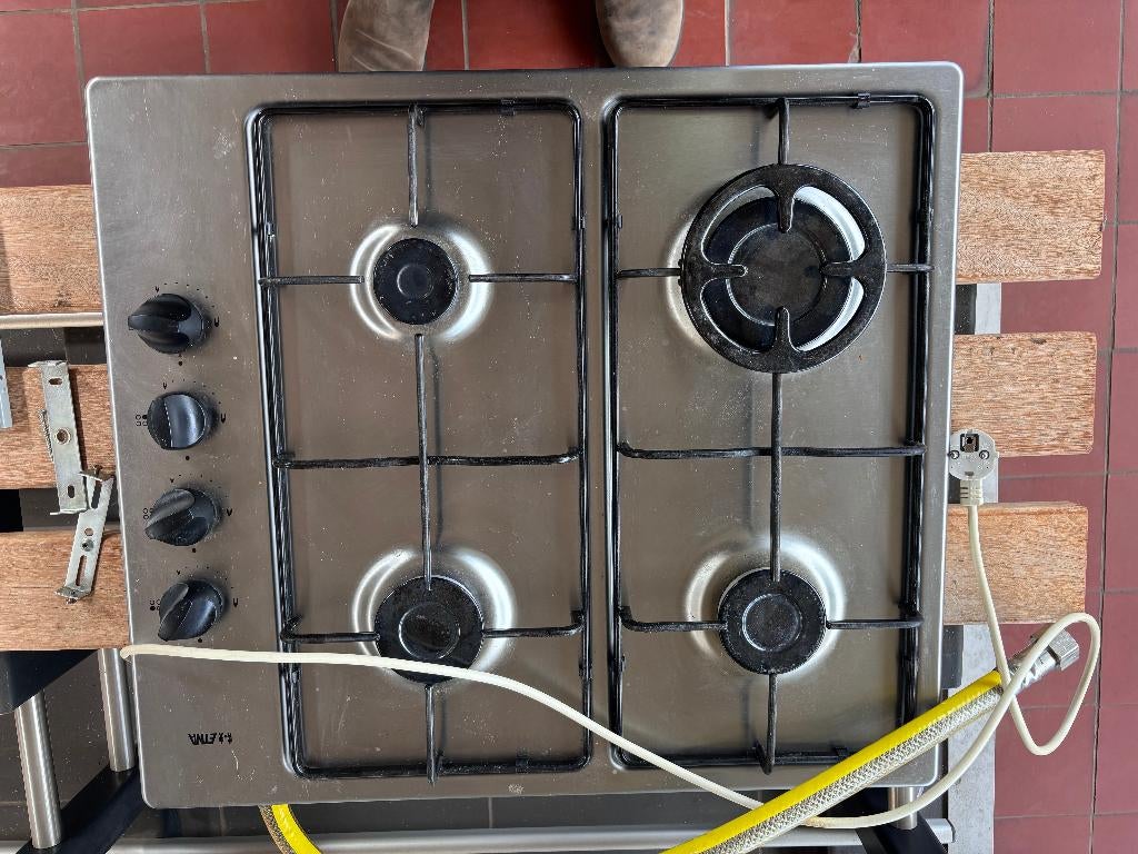 ETNA gaskookplaat inbouw 4-pits RVS, Ophalen, Gebruikt, 4 kookzones, Inbouw