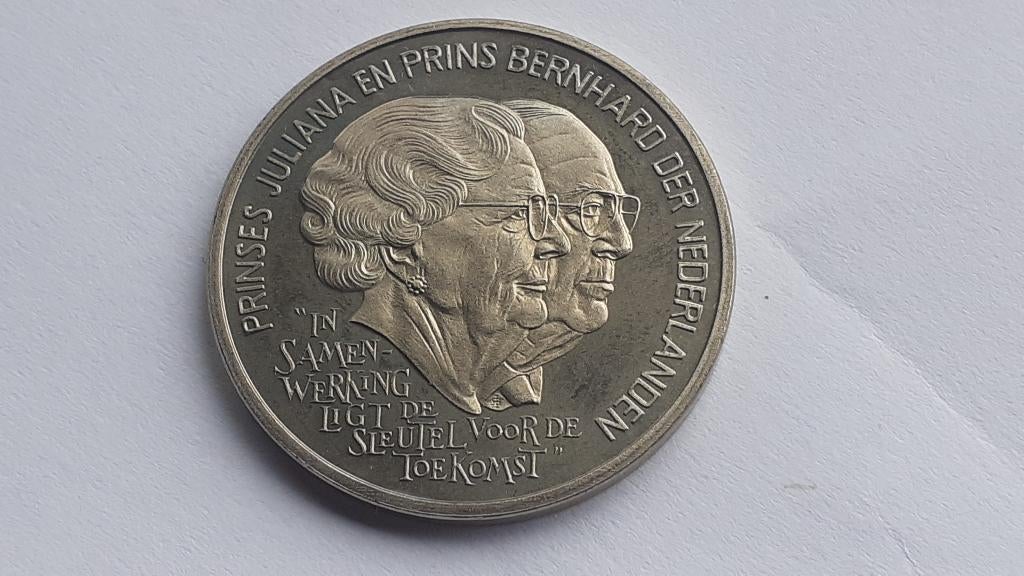 Koningin Juliana en prins Bernard penning Unc kwaliteit, Postzegels en Munten, Ophalen of Verzenden, Overige materialen, Nederland
