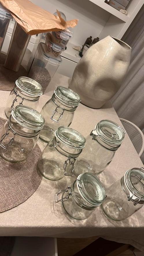 7 Glazen Voorraadpotten met Beugelsluiting, Huis en Inrichting, Keuken | Keukenbenodigdheden, Zo goed als nieuw, Ophalen of Verzenden