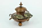 ANTIEKE  INKTPOT  MET BRONZEN VOGELTJES, Ophalen of Verzenden