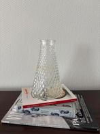 Vintage Vaas Glas Diamantpatroon, Ophalen, Wit, Minder dan 50 cm, Glas
