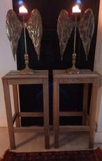 2 Stoere massief houten plantentafels, Huis en Inrichting, Woonaccessoires | Zuilen en Pilaren, Ophalen