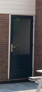 Hardhouten Buitendeur Antraciet/Wit, Dubbel Glas, Doe-het-zelf en Verbouw, Deuren en Horren, Ophalen, 80 tot 100 cm, Nieuw, Buitendeur