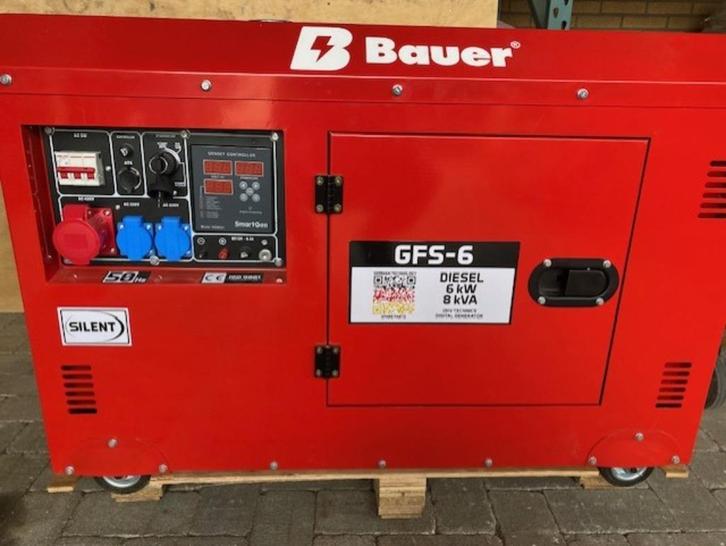 Bauer GFS 6 diesel generator (NIEUW), Doe-het-zelf en Verbouw, Aggregaten, Nieuw, Dieselolie, Minder dan 5 kVA, Elektrisch startend