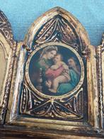 Antieke florentijnse Italiaanse drieluik madonna met kind je, Antiek en Kunst, Antiek | Religie, Ophalen of Verzenden