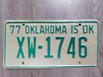 Kentekenplaat Oklahoma USA 1977 Nummerplaat Nummerbord, Verzamelen, Auto's, Gebruikt, Ophalen of Verzenden